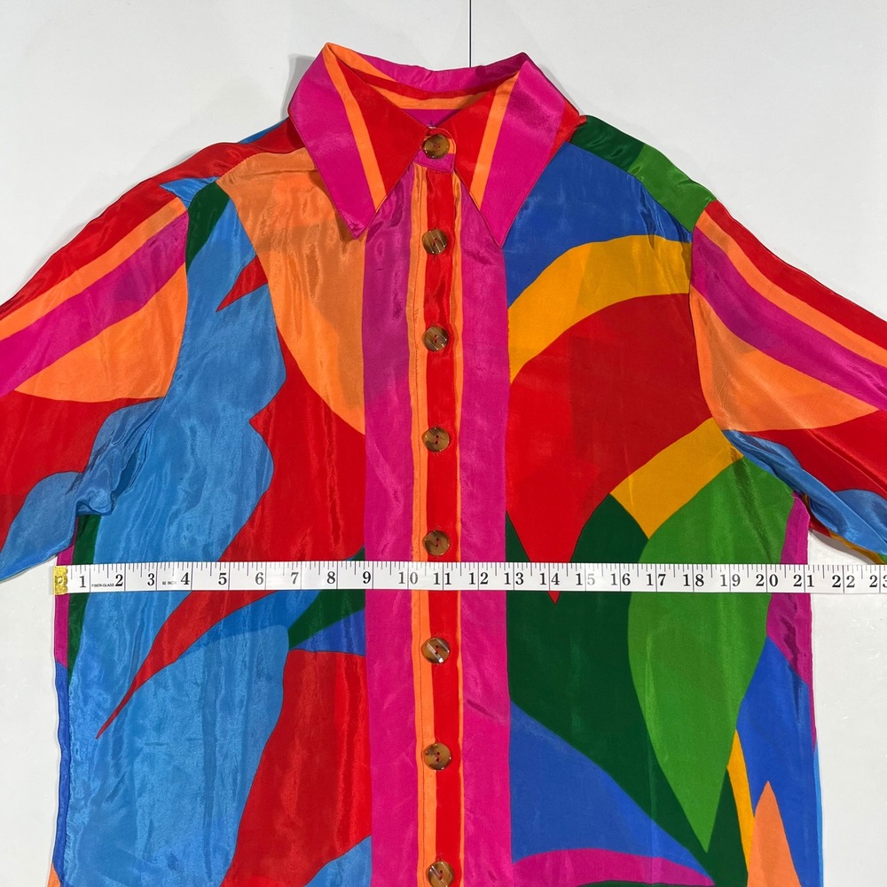 Farm Rio Resort Vibrant Boho Abstract Print Button Down Shirt Womens Small NWT - Picture 6 of 12